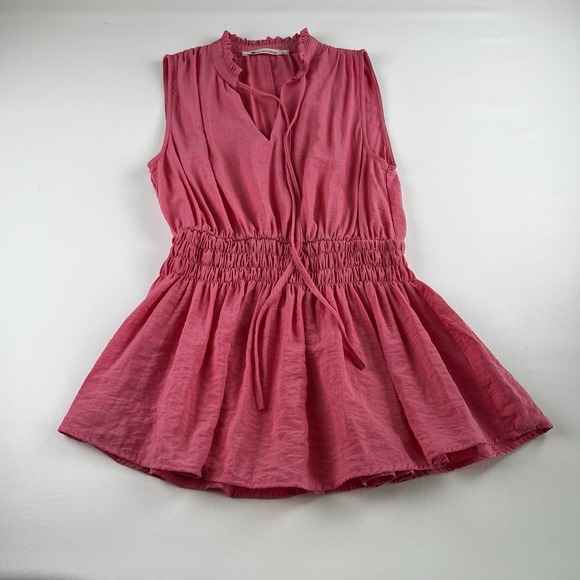 The Impeccable Pig Tops - The Impeccable Pig Ruffle Sleeveless Top Pink Women's Sz M Boho